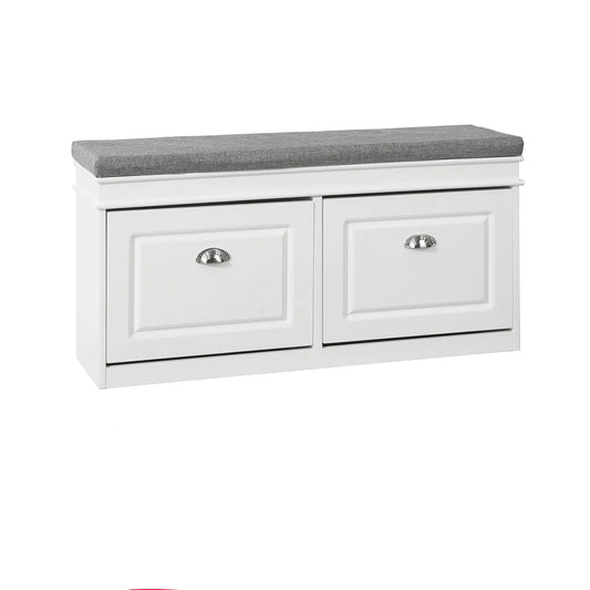 Meuble à chaussure basse moderne avec coussin et 2 rabats - 104x52x24cm - vente privée 14:29;200007763:201336101