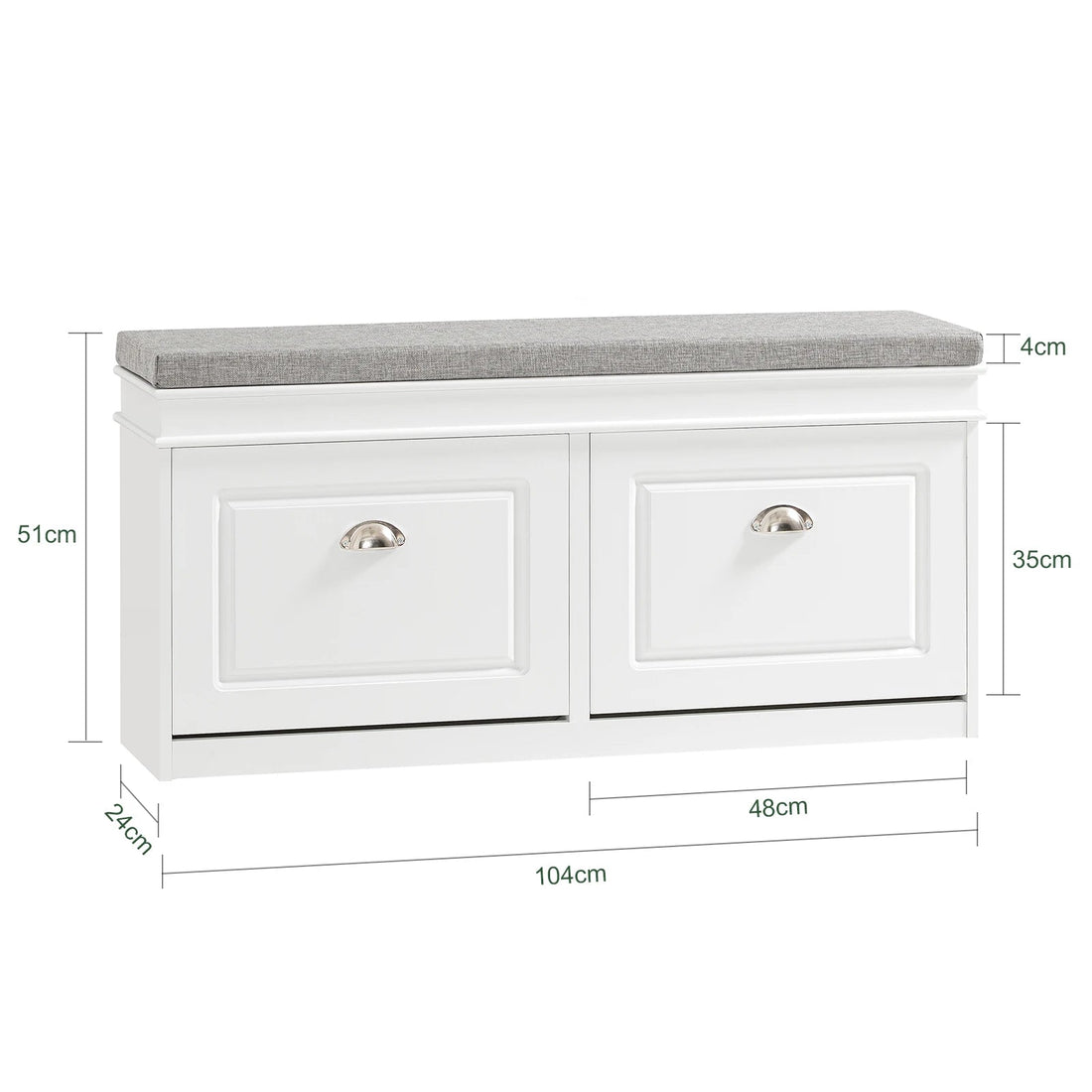 Meuble à chaussure basse moderne avec coussin et 2 rabats - 104x52x24cm - vente privée 14:29;200007763:201336101
