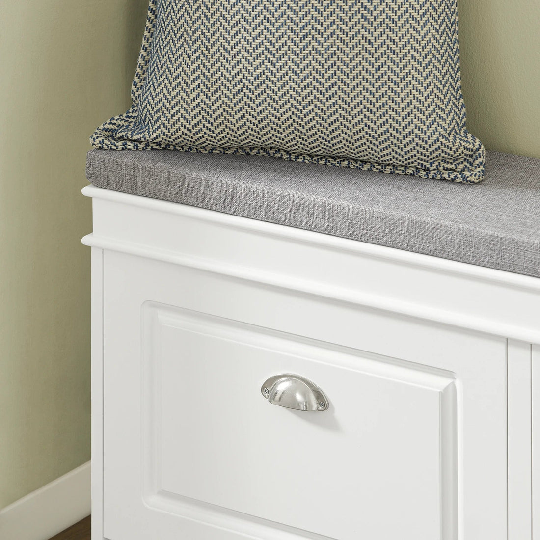 Meuble à chaussure basse moderne avec coussin et 2 rabats - 104x52x24cm - vente privée 14:29;200007763:201336101