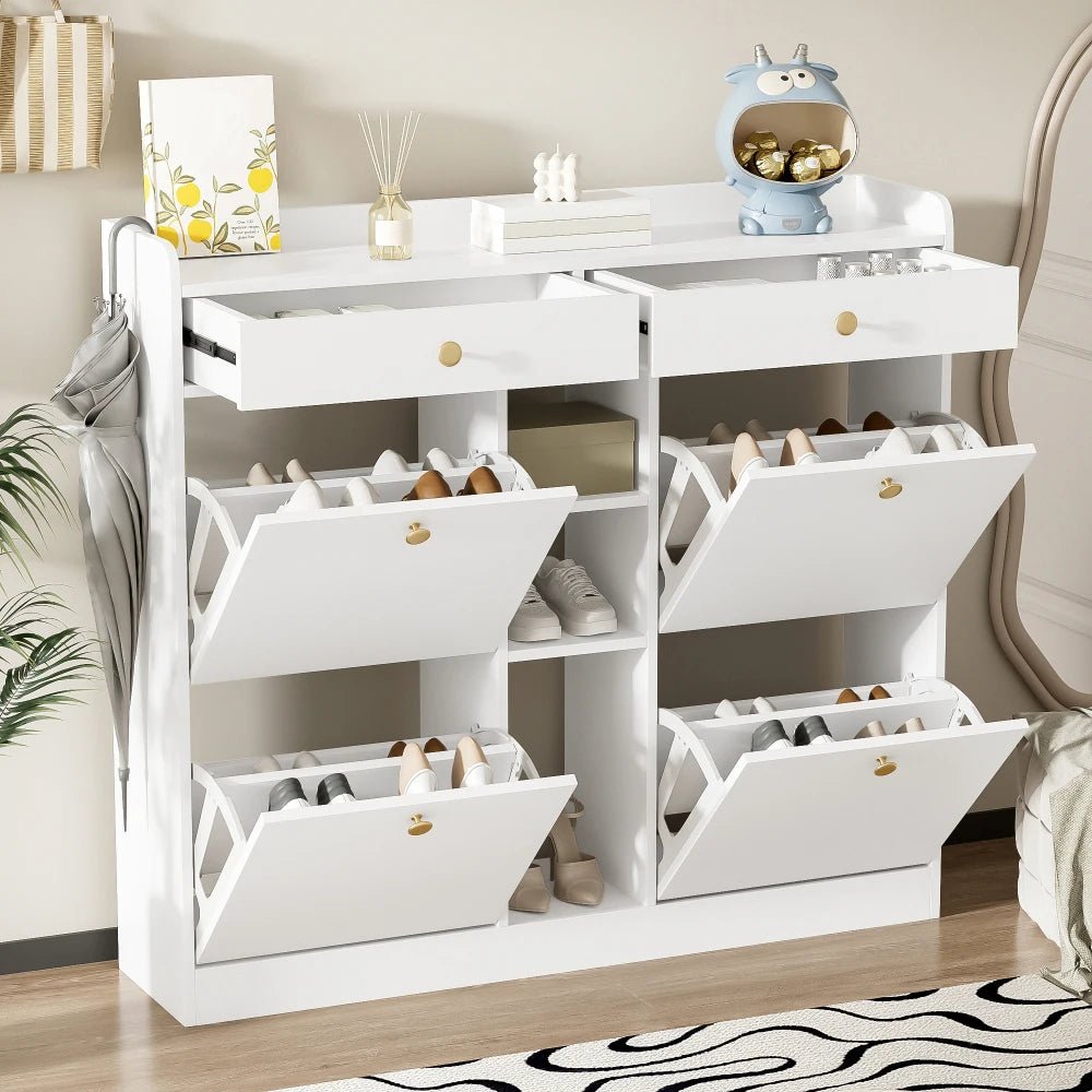Meuble à chaussure blanc avec 4 portes pliantes - vente privée 14:10CQY-white;200007763:201336101