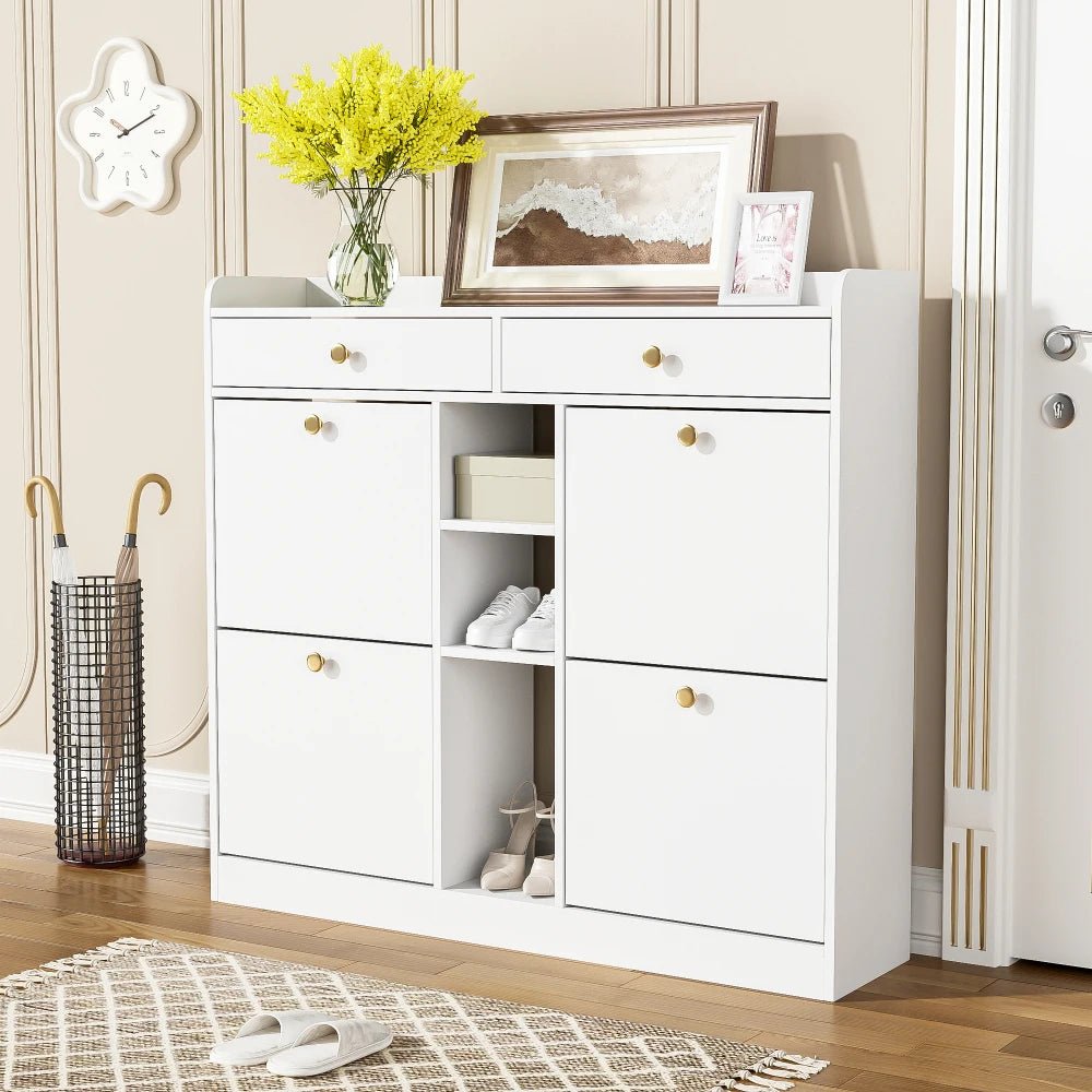 Meuble à chaussure blanc avec 4 portes pliantes - vente privée 14:10CQY-white;200007763:201336101