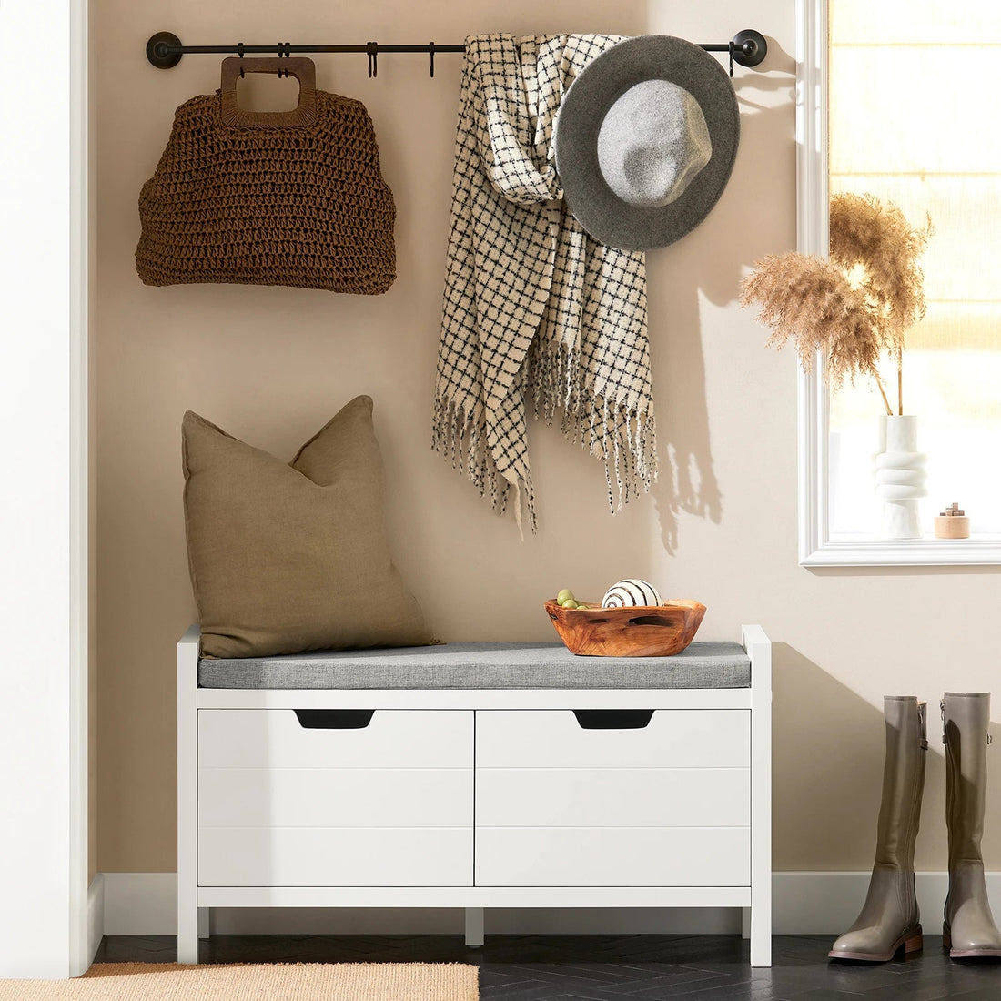 Meuble à chaussure de style banquette de dimensions 91x50x30cm - vente privée 14:29;200007763:201336101