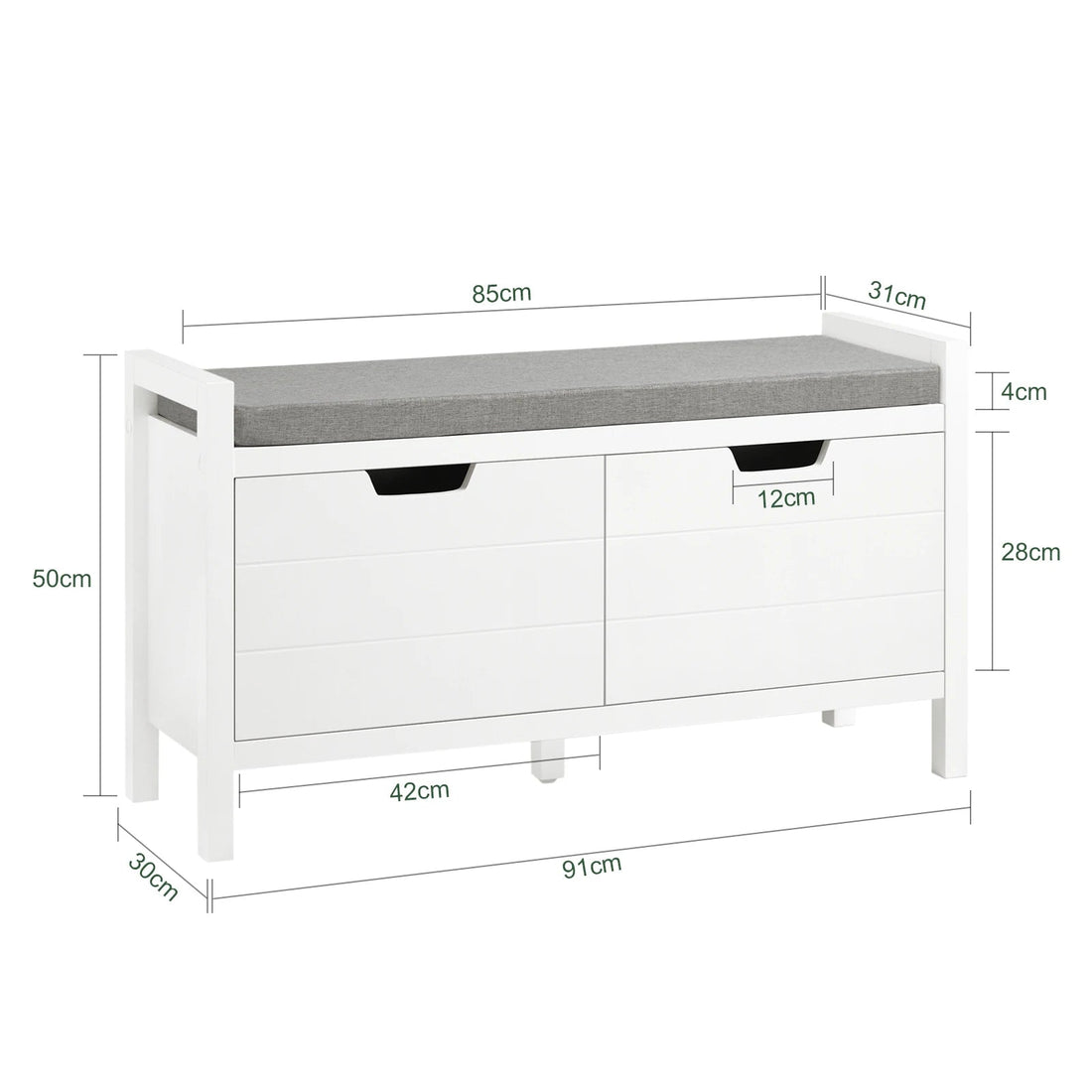 Meuble à chaussure de style banquette de dimensions 91x50x30cm - vente privée 14:29;200007763:201336101