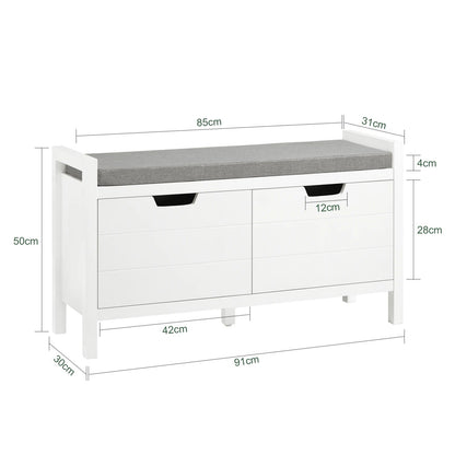 Meuble à chaussure de style banquette de dimensions 91x50x30cm - vente privée 14:29;200007763:201336101