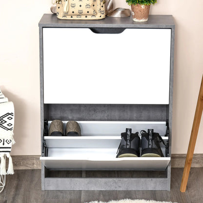 Meuble à chaussure d'entrée avec 2 tiroirs gris 62.5X26X81 cm - vente privée 200007763:201336104