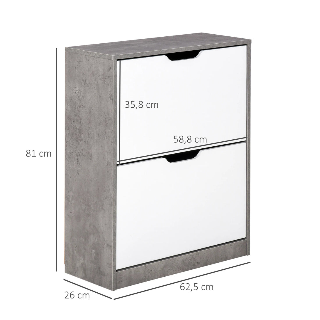 Meuble à chaussure d'entrée avec 2 tiroirs gris 62.5X26X81 cm - vente privée 200007763:201336104