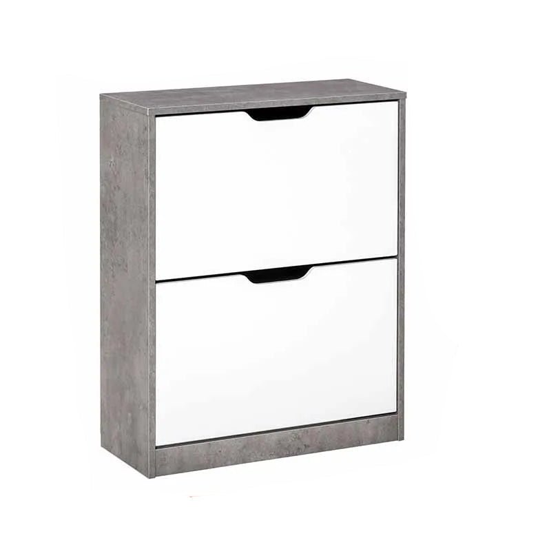 Meuble à chaussure d'entrée avec 2 tiroirs gris 62.5X26X81 cm - vente privée 200007763:201336104