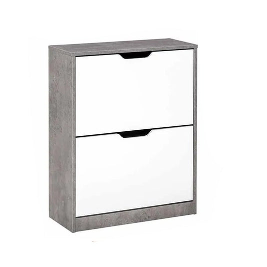 Meuble à chaussure d'entrée avec 2 tiroirs gris 62.5X26X81 cm - vente privée 200007763:201336104