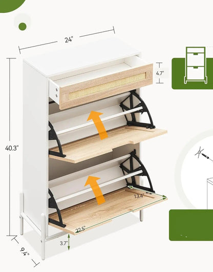 Meuble à chaussure dissimulé en rotin avec 2 portes abattables - vente privée 14:10White;200007763:203372089
