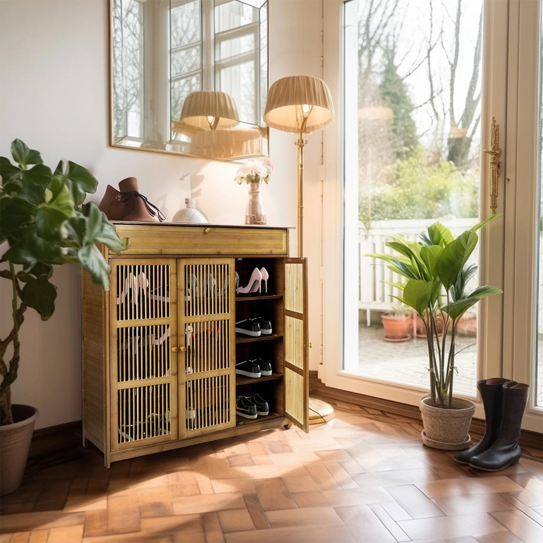 Meuble à chaussure en bois à 4 niveaux vintage - vente privée 14:202530808Brown;200007763:201336101