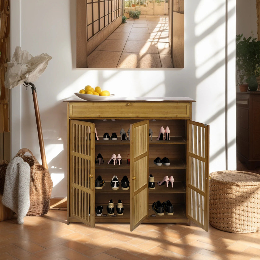 Meuble à chaussure en bois à 4 niveaux vintage - vente privée 14:202530808Brown;200007763:201336101