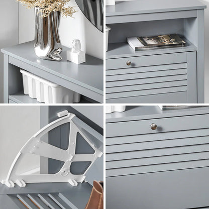 Meuble à chaussure grise et blanche de dimensions - 80x108x25cm - vente privée 14:29;200007763:201336101