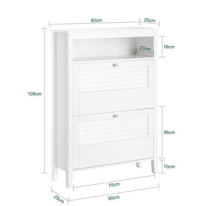 Meuble à chaussure grise et blanche de dimensions - 80x108x25cm - vente privée 14:29;200007763:201336101