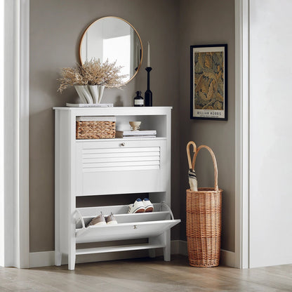 Meuble à chaussure grise et blanche de dimensions - 80x108x25cm - vente privée 14:29;200007763:201336101