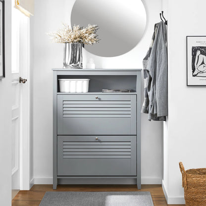 Meuble à chaussure grise et blanche de dimensions - 80x108x25cm - vente privée 14:691;200007763:201336101