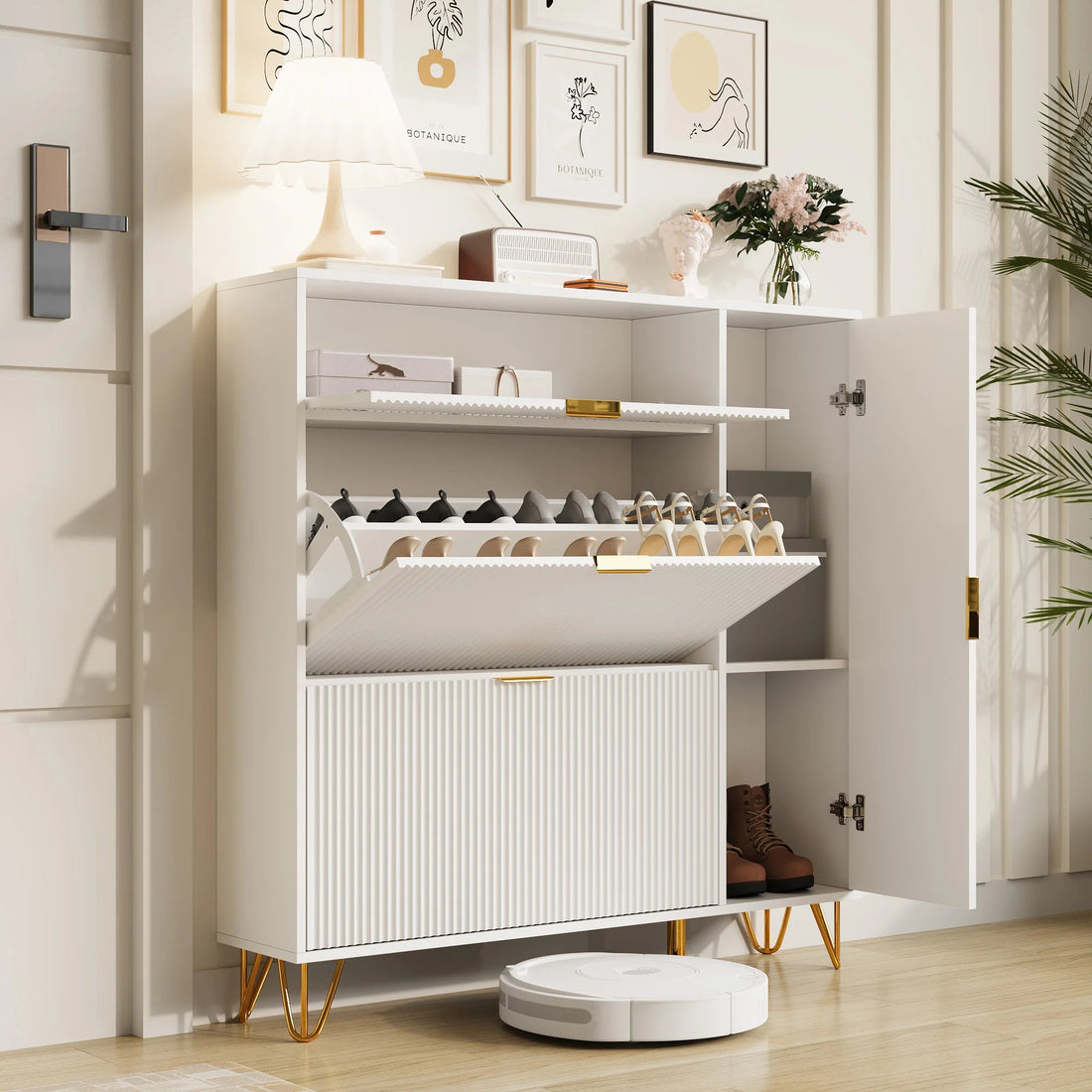Meuble à chaussure moderne en bois blanc - vente privée 14:29Style A;200007763:201336101
