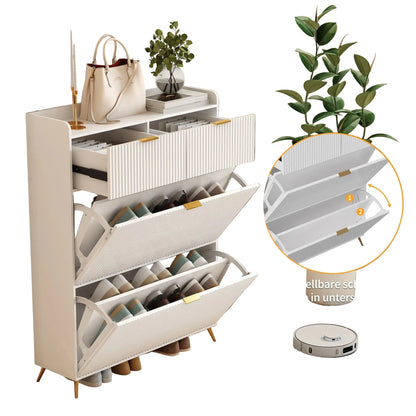 Meuble à chaussure motif ondulé 80x24x118.5cm - vente privée 14:200002130Drawer style;200007763:201336101