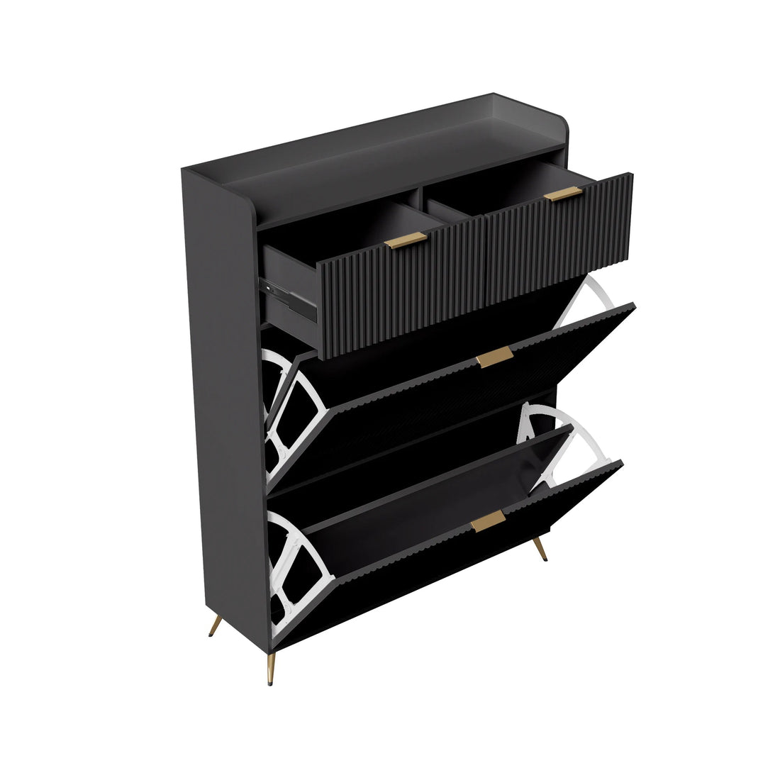 Meuble à chaussure motif ondulé 80x24x118.5cm - vente privée 14:29;200007763:201336101