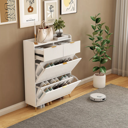 Meuble à chaussure multi compartiments 80x24x110cm - vente privée 14:29White;200007763:201336101
