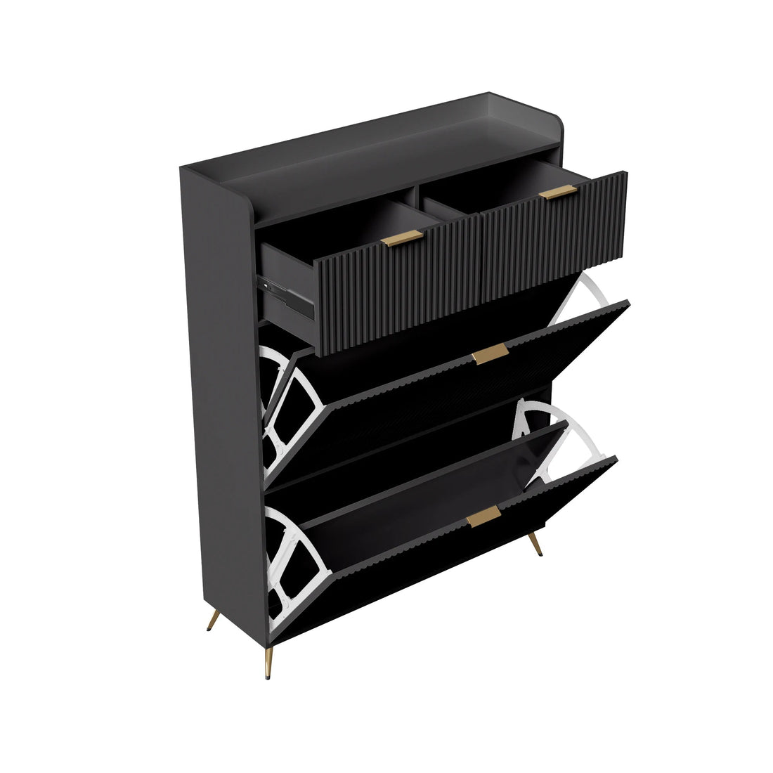 Meuble à chaussure multi compartiments 80x24x110cm - vente privée 14:29White;200007763:201336101