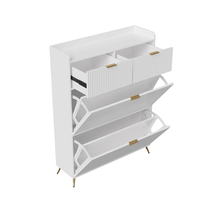 Meuble à chaussure multi compartiments 80x24x110cm - vente privée 14:29White;200007763:201336101