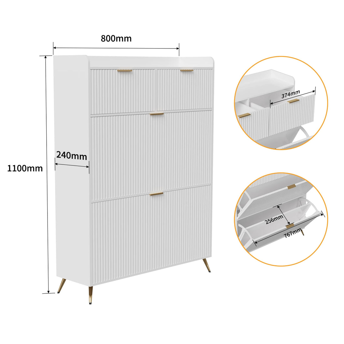 Meuble à chaussure multi compartiments 80x24x110cm - vente privée 14:29White;200007763:201336101
