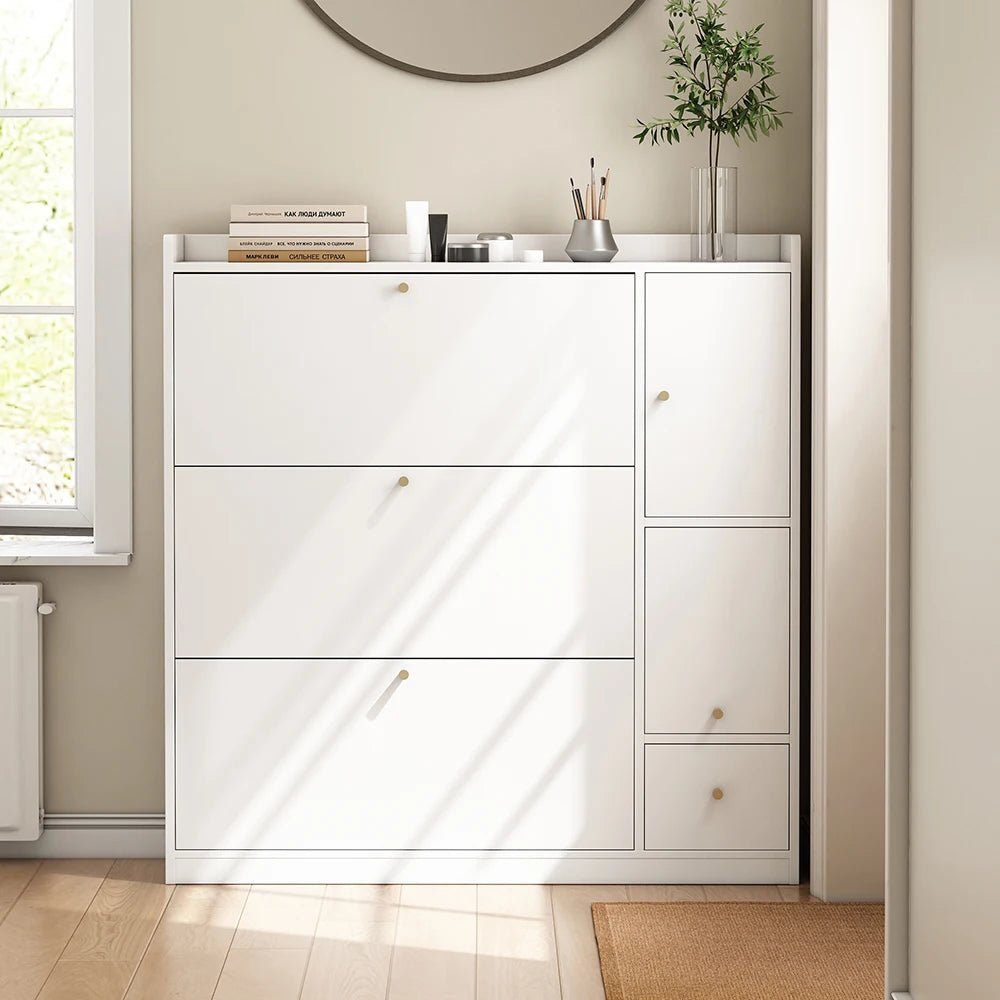Meuble à chaussure polyvalent à 3 tiroirs rabattables - vente privée 14:29White;200007763:201336101