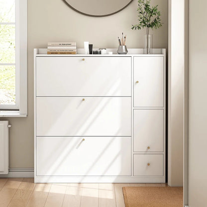 Meuble à chaussure polyvalent à 3 tiroirs rabattables - vente privée 14:29White;200007763:201336101