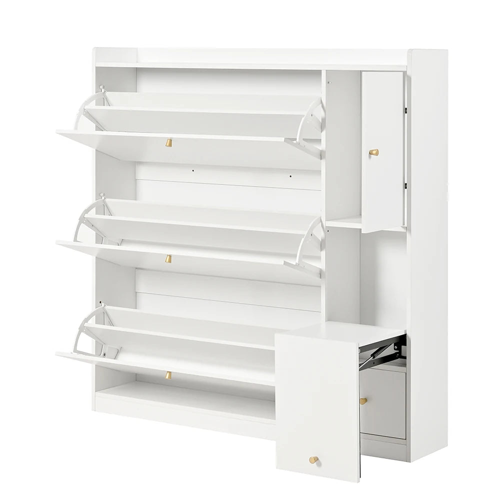Meuble à chaussure polyvalent à 3 tiroirs rabattables - vente privée 14:29White;200007763:201336101