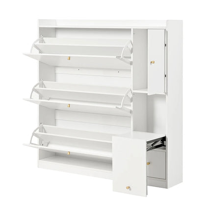 Meuble à chaussure polyvalent à 3 tiroirs rabattables - vente privée 14:29White;200007763:201336101