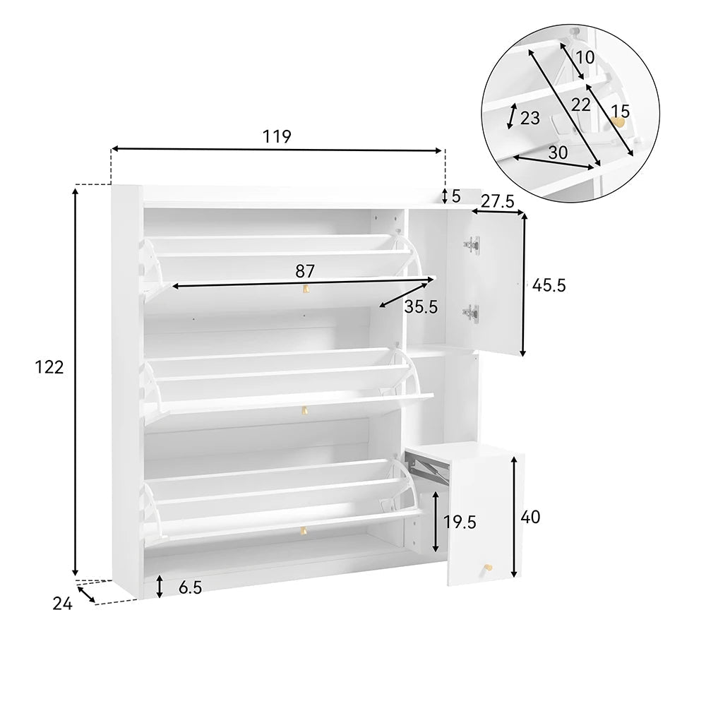 Meuble à chaussure polyvalent à 3 tiroirs rabattables - vente privée 14:29White;200007763:201336101