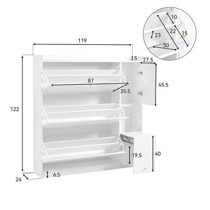 Meuble à chaussure polyvalent à 3 tiroirs rabattables - vente privée 14:29White;200007763:201336101