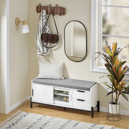 Meuble à chaussure siège et porte coulissante - 110x51x35cm - vente privée 14:29;200007763:201336101