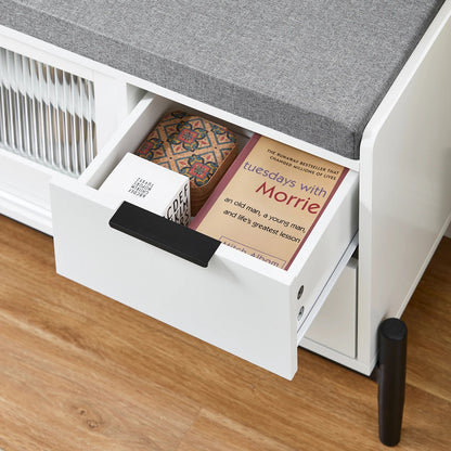 Meuble à chaussure siège et porte coulissante - 110x51x35cm - vente privée 14:29;200007763:201336101