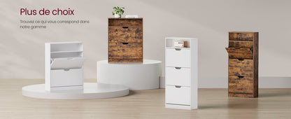 Meuble à chaussure vintage avec 2 portes battantes - 24 x 80 x 102 cm - vente privée 14:-1;200007763:201336101