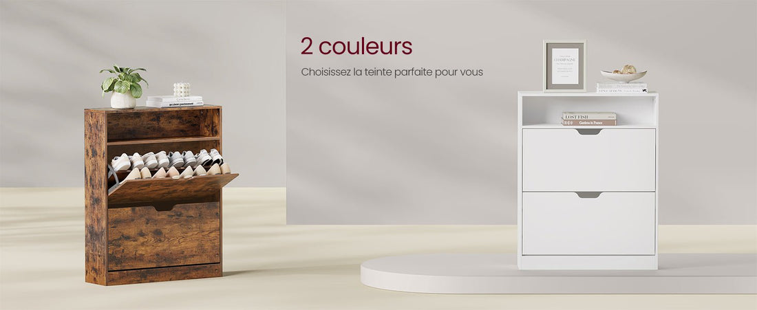 Meuble à chaussure vintage avec 2 portes battantes - 24 x 80 x 102 cm - vente privée 14:-1;200007763:201336101