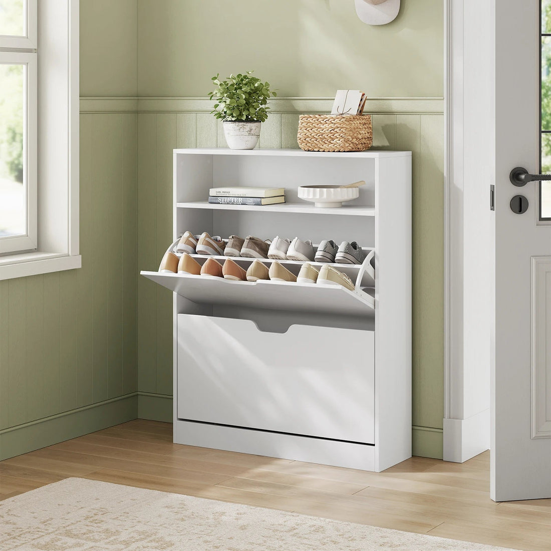 Meuble à chaussure vintage avec 2 portes battantes - 24 x 80 x 102 cm - vente privée 14:-1;200007763:201336101