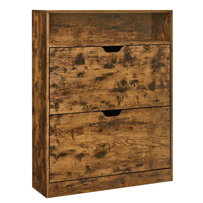 Meuble à chaussure vintage avec 2 portes battantes - 24 x 80 x 102 cm - vente privée 14:-1;200007763:201336101