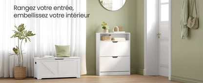 Meuble à chaussure vintage avec 2 portes battantes - 24 x 80 x 102 cm - vente privée 14:-1;200007763:201336101
