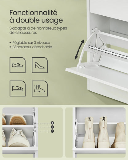 Meuble à chaussure vintage avec 2 portes battantes - 24 x 80 x 102 cm - vente privée 14:-1;200007763:201336101