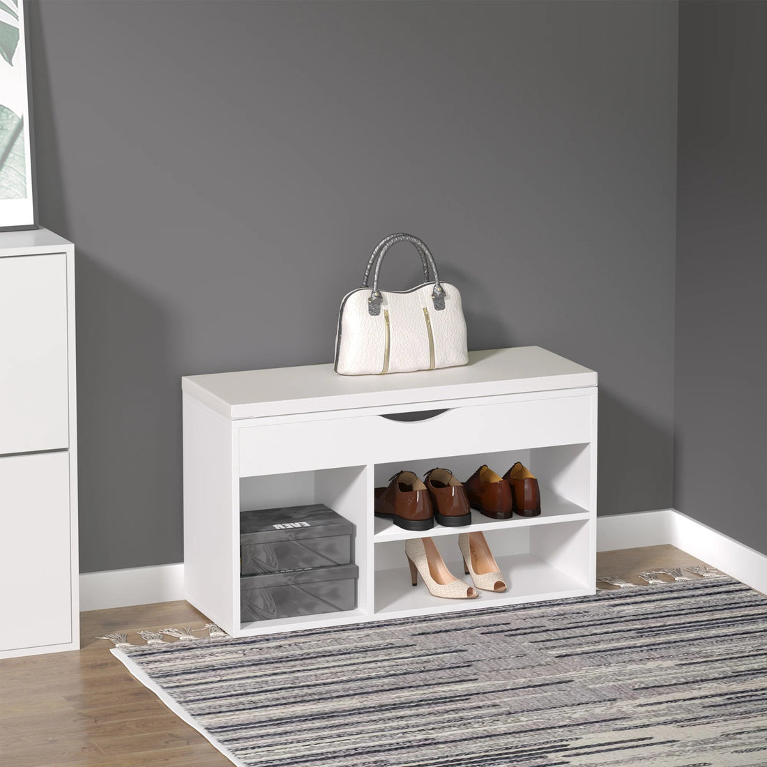 Meuble à chaussures avec banc de rangement moderne - vente privée 200007763:201336104