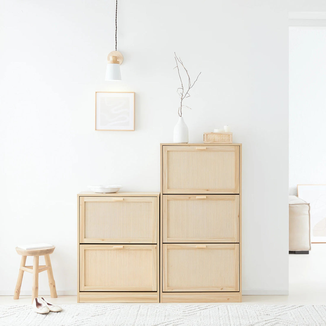 Meuble à chaussures de 3 rabats et à hauteur vertical - vente privée 14:933Nature;200007763:201336101