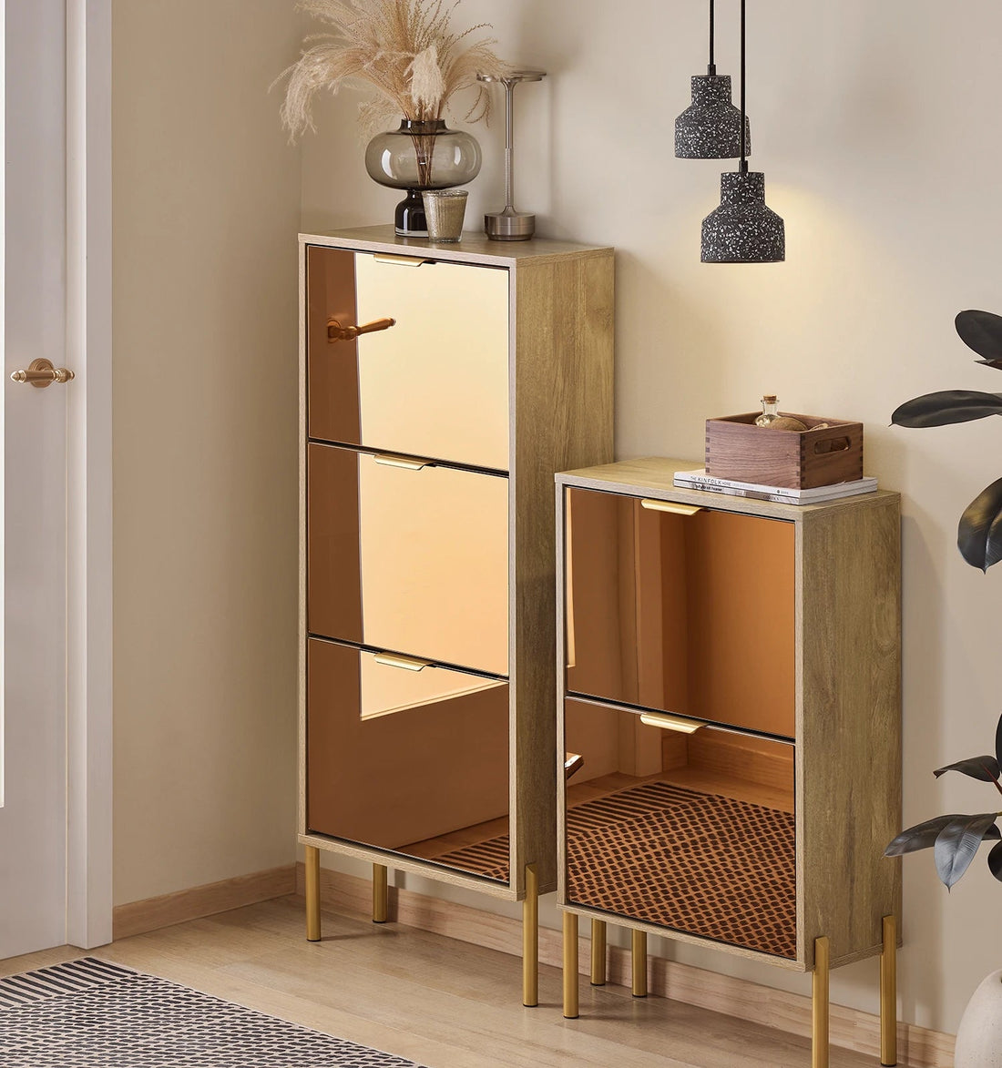 Meuble chaussure doré à 3 rabats - vente privée 14:366gold;200007763:201336101