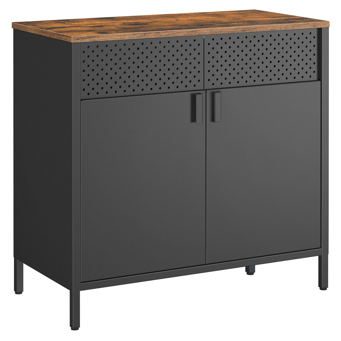 Meuble de rangement 2 portes à fermeture magnétique 40 x 80 x 76 cm - vente privée 14:193Marron Rustique et Noir;200007763:201336101