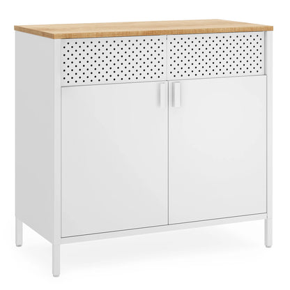Meuble de rangement 2 portes à fermeture magnétique 40 x 80 x 76 cm - vente privée 14:29Couleur Boisée et Blanc;200007763:201336101