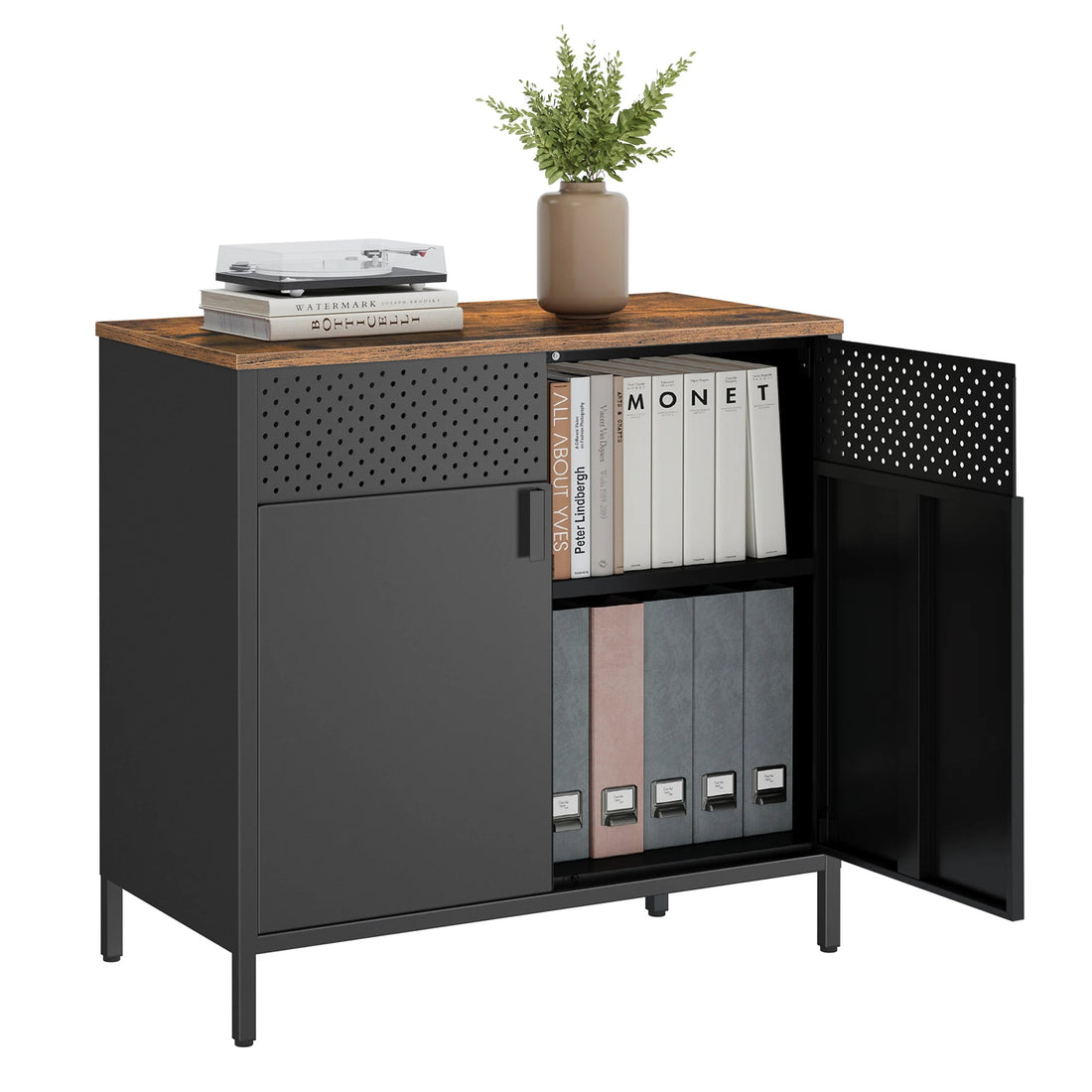 Meuble de rangement 2 portes à fermeture magnétique 40 x 80 x 76 cm - vente privée 14:29Couleur Boisée et Blanc;200007763:201336101