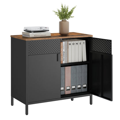 Meuble de rangement 2 portes à fermeture magnétique 40 x 80 x 76 cm - vente privée 14:29Couleur Boisée et Blanc;200007763:201336101