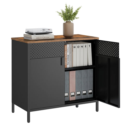 Meuble de rangement 2 portes à fermeture magnétique 40 x 80 x 76 cm - vente privée 14:29Couleur Boisée et Blanc;200007763:201336101
