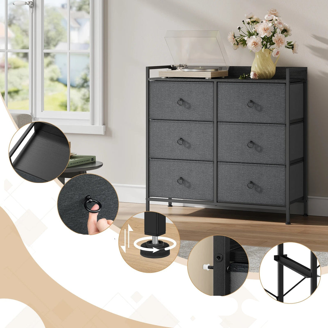 Meuble de rangement 6 tiroirs moderne - vente privée 14:200844061dark gray;200007763:201336101