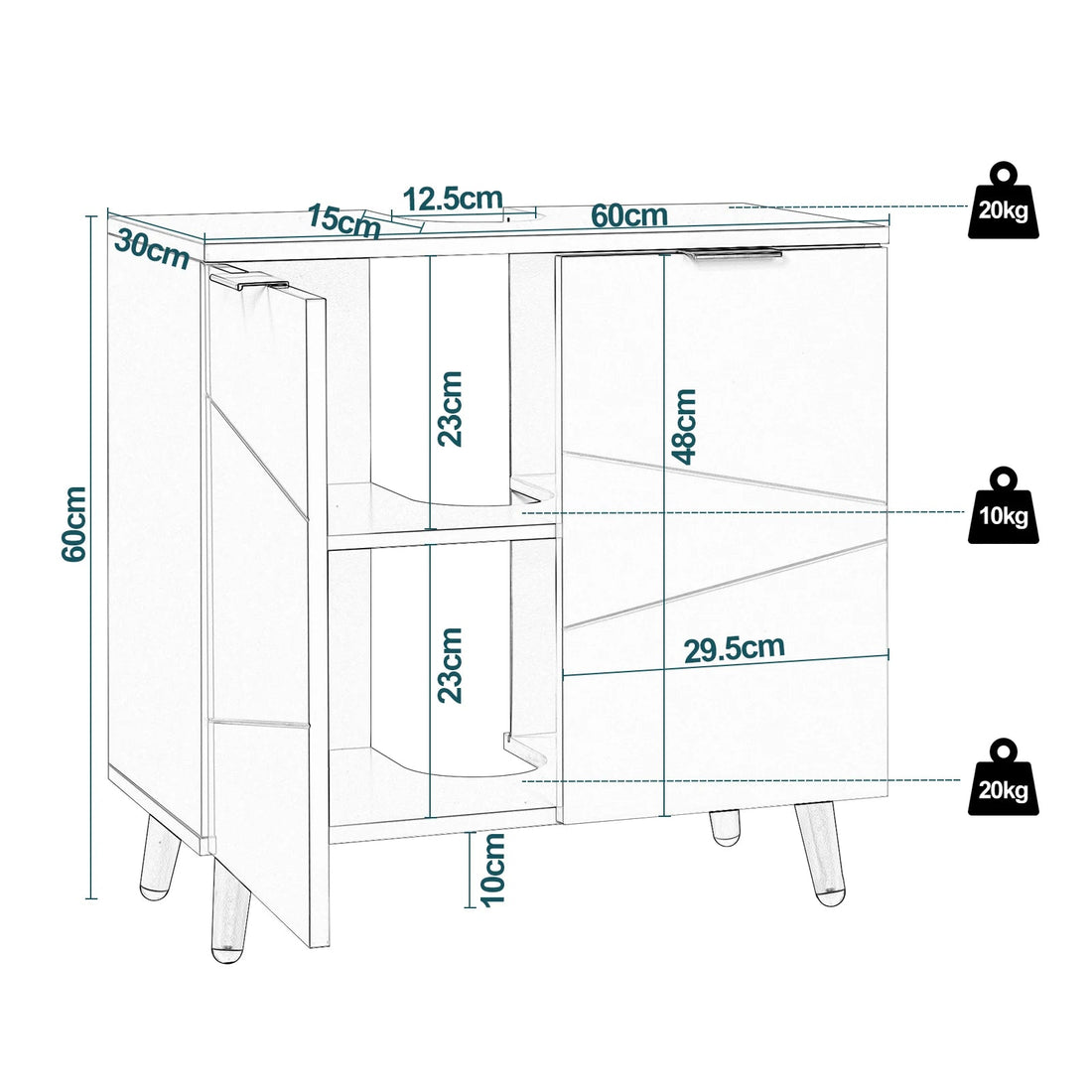 Meuble de rangement à doubles portes cubiques 60x60x30cm - vente privée 14:29;200007763:201336101